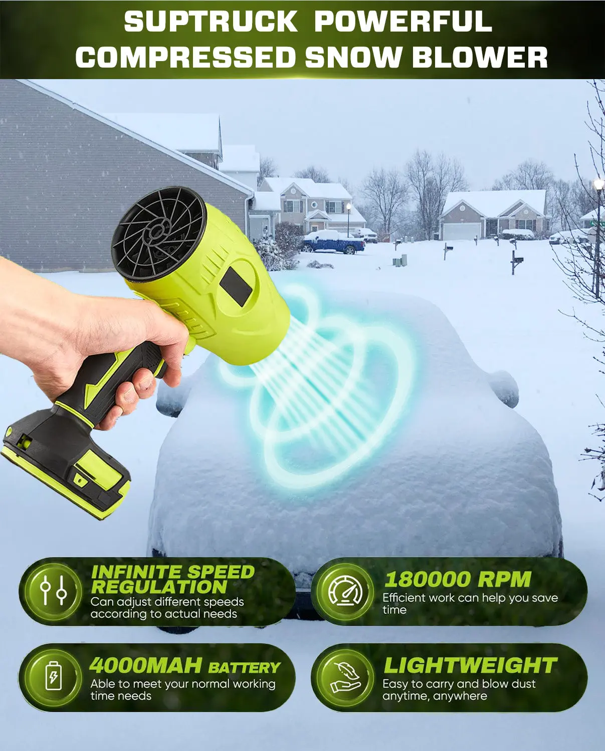 SUPTRUCK™ 5000W Turbo Jet Fan Snow Blower 2.0